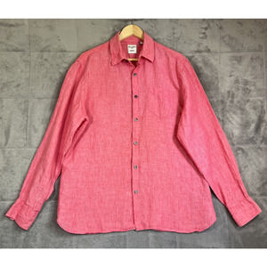 Baird McNutt Shirt Size Large Red Murano Linen Button Up Resort Beach